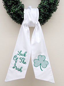 Wreath Sash Luck of the Irish Chick Shamrock Embroidered