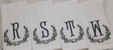 Monogrammed Hand Towel with Magnolia Wreath