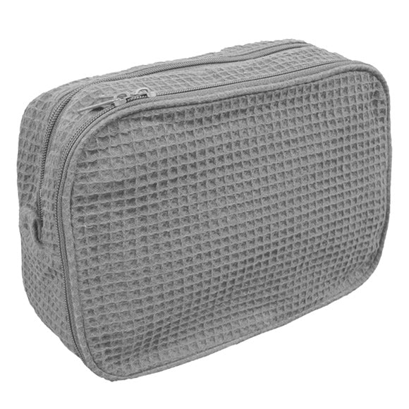 Waffle Weave Large Cosmetic Bag with Personalization