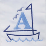 Sailboat with Initial Burp Cloth
