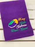 King Cake Calories Don't Count Waffle Weave Towel