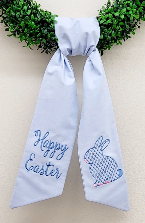 Wreath Sash Happy Easter Chic Easter Bunny Embroidered