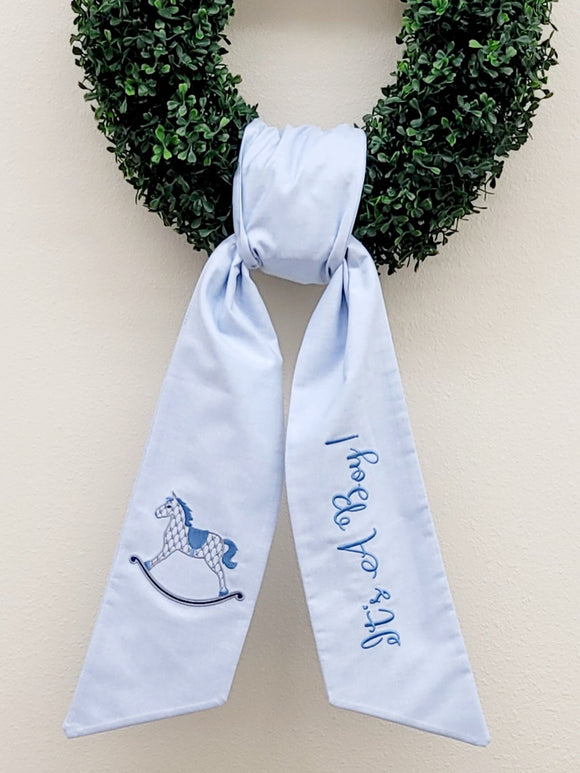 Wreath Sash It's a Boy & Chic Rocking Horse Embroidered