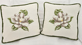 Magnolia Embroidered Linen Pillow