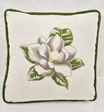 Magnolia Embroidered Linen Pillow