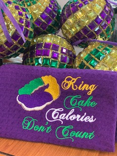 King Cake Calories Don't Count Waffle Weave Towel