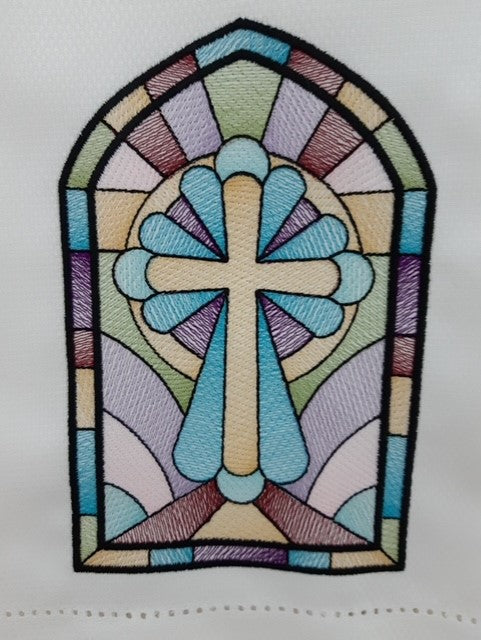 Stained Glass Cross Kitchen Towel